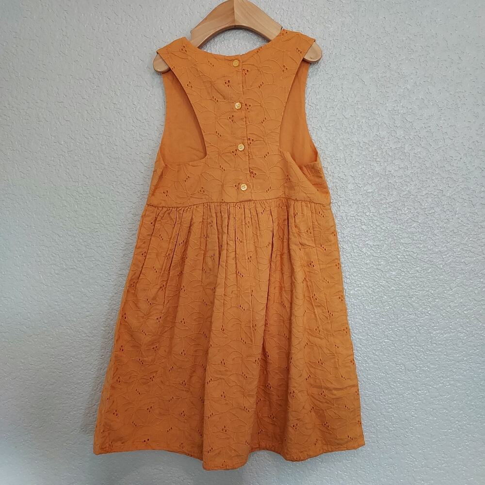 BeeBay Mustard Yellow Eyelet Dress Size 7 - Picture 4 of 8